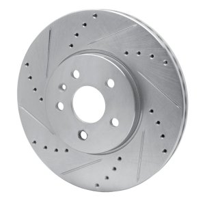 Buick Encore Brake Rotor (1) - Front Left - R1 Concepts - Drilled & Slotted - Silver - `13-`22